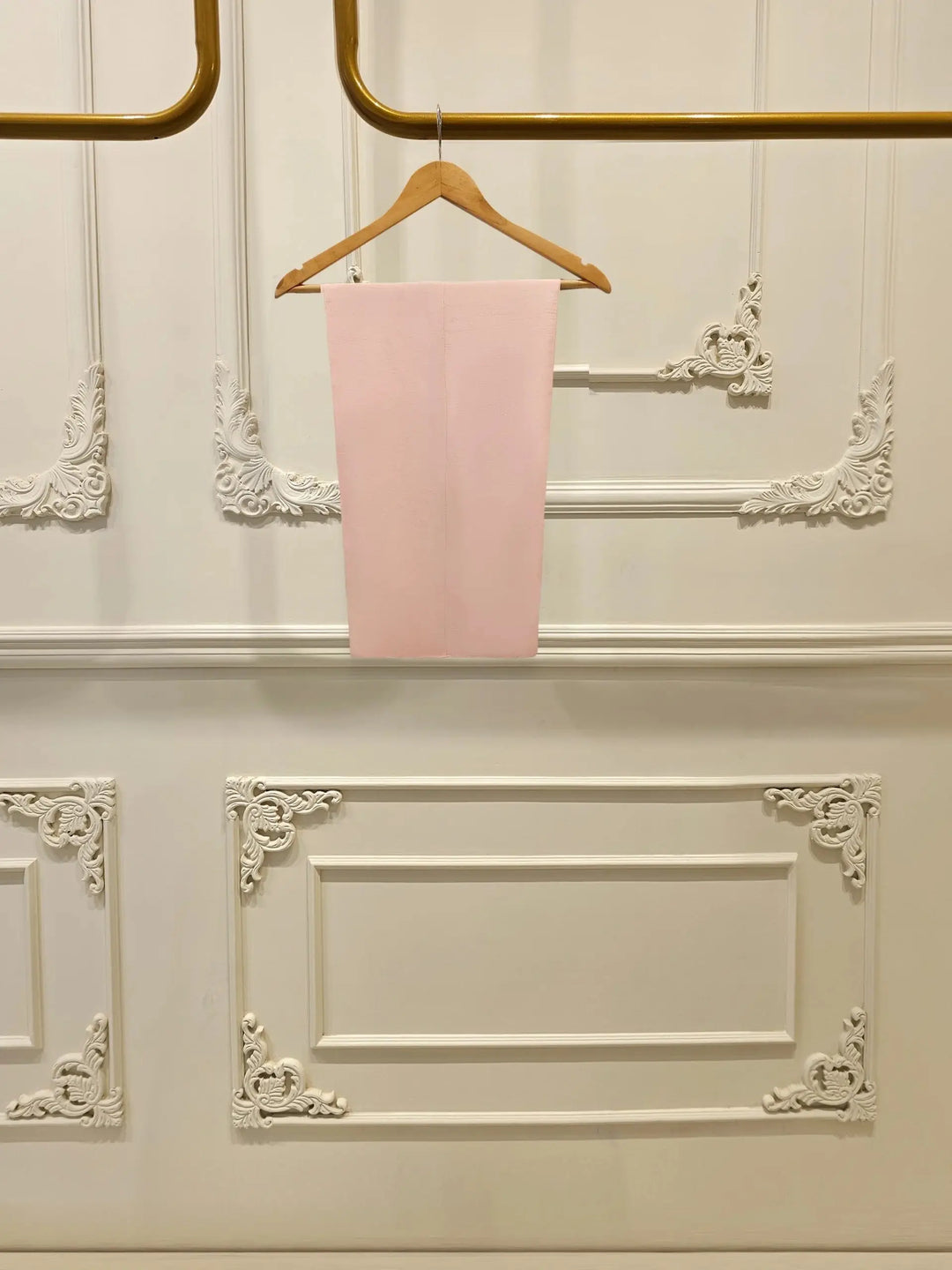 Plain pink pants included in AGHA NOOR Embroidered Chiffon Suit - Dress set, complementing the embroidered shirt and dupatta.