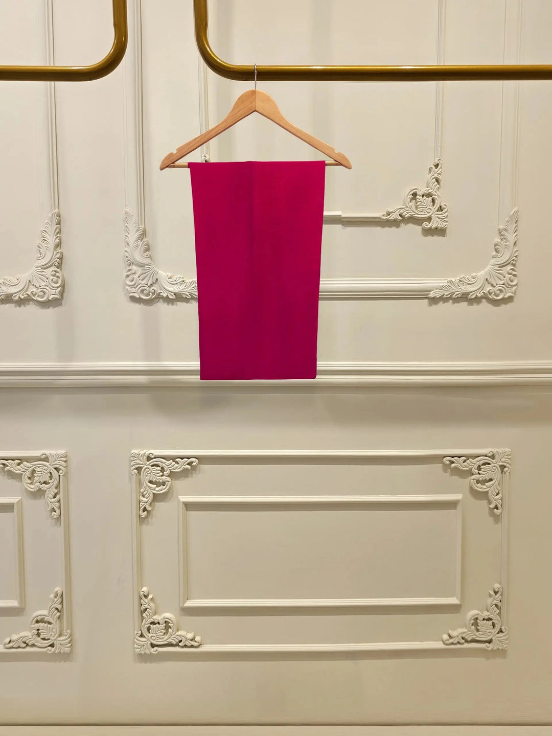 Plain deep pink pants from AGHA NOOR 3 piece suit set, complementing the embroidered shirt and dupatta in Pakistani ethnic wear.