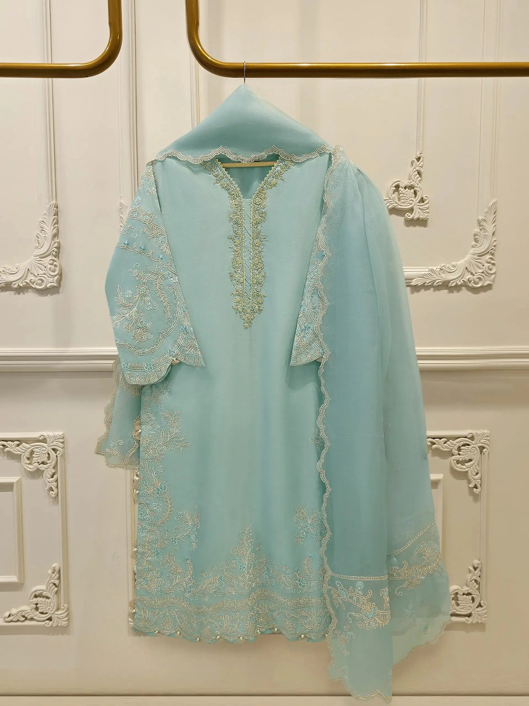 3 Piece - Pure Khaddi Silk Embroidered Suit S115136-32