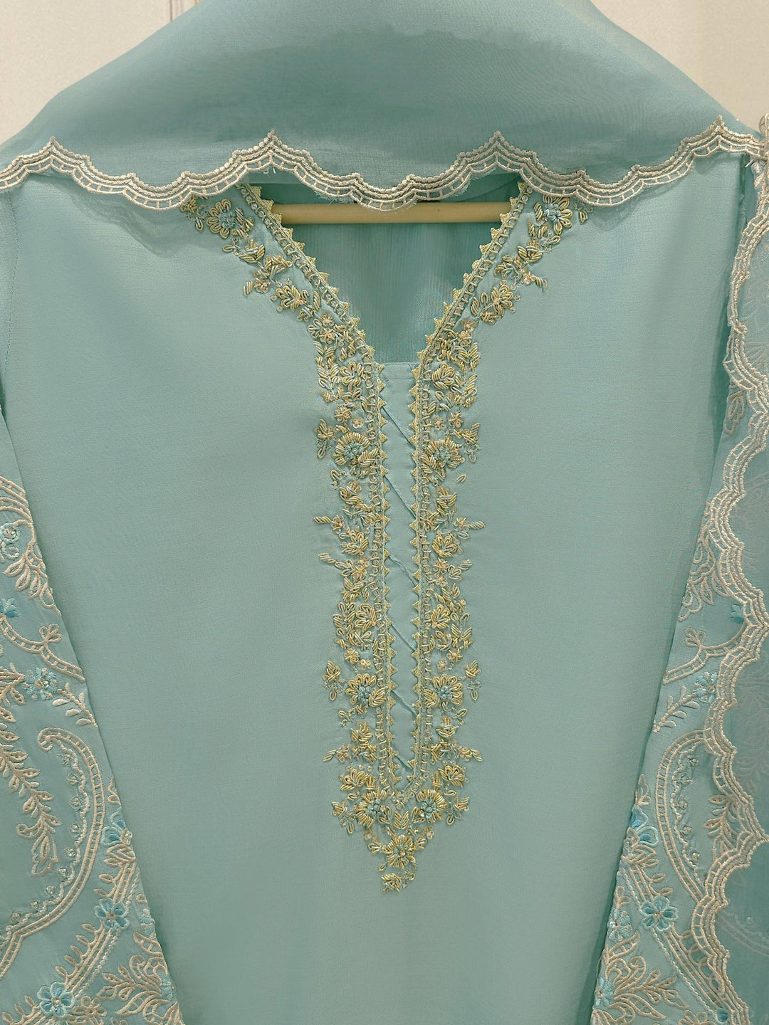 3 Piece - Pure Khaddi Silk Embroidered Suit S115136-32