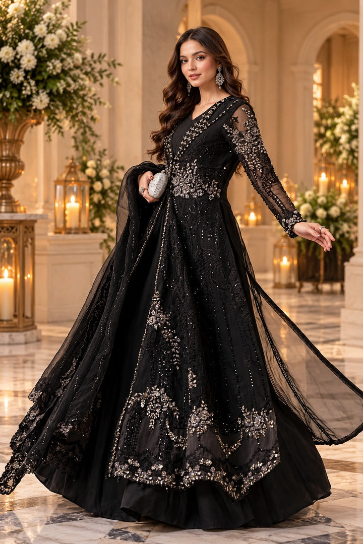 3 Piece Embroidered Organza Suit | Al-4231