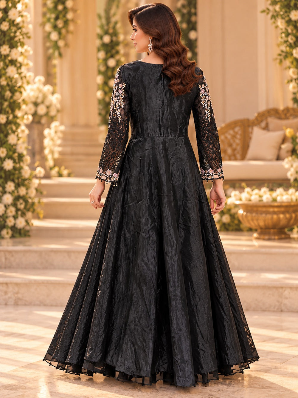 3 Piece Embroidered Organza Suit | Al-4231 - view 2