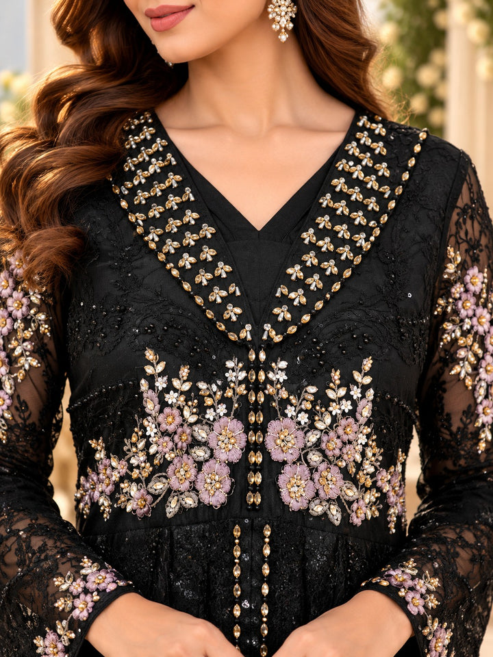 3 Piece Embroidered Organza Suit | Al-4231 - view 6