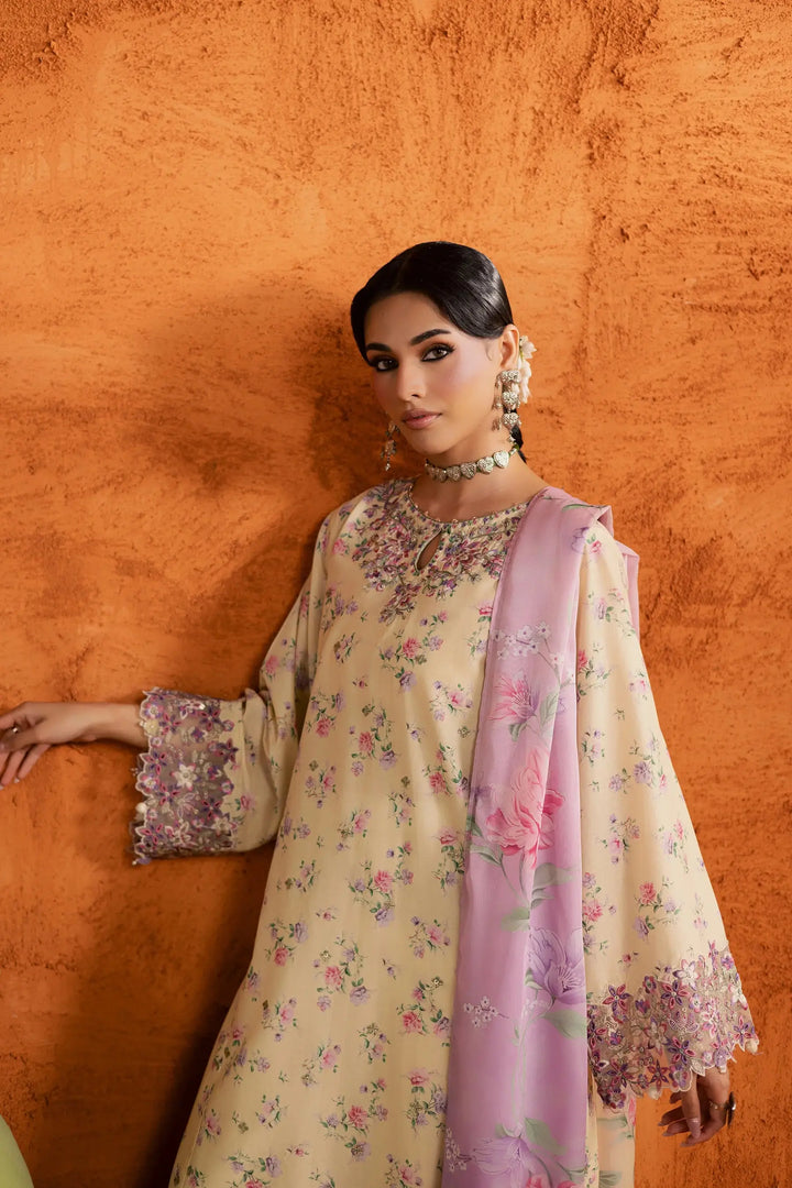 BATIK Printed Lawn Dress 3 PIECE | YELLOW LAMIA-12