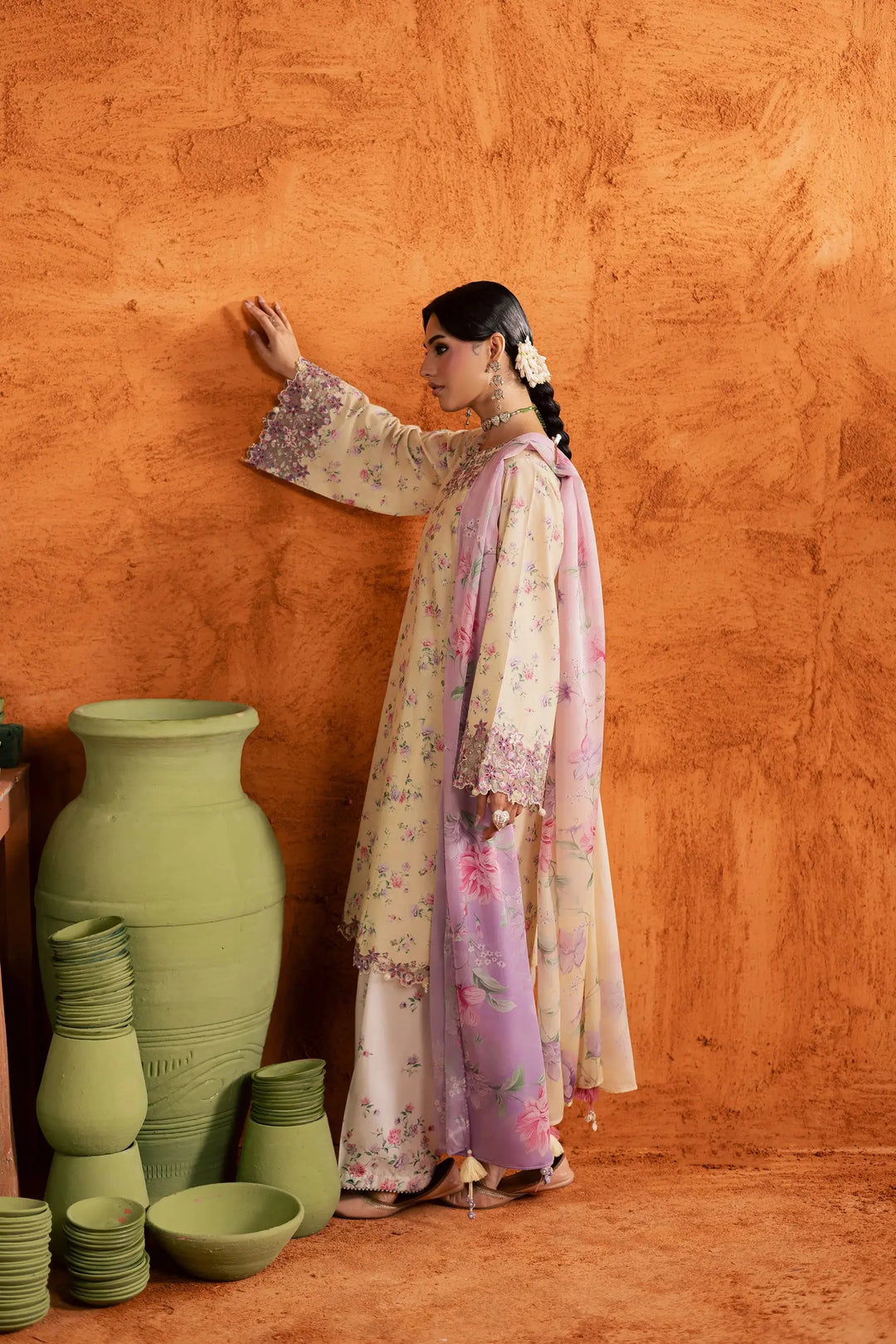 BATIK Printed Lawn Dress 3 PIECE | YELLOW LAMIA-12