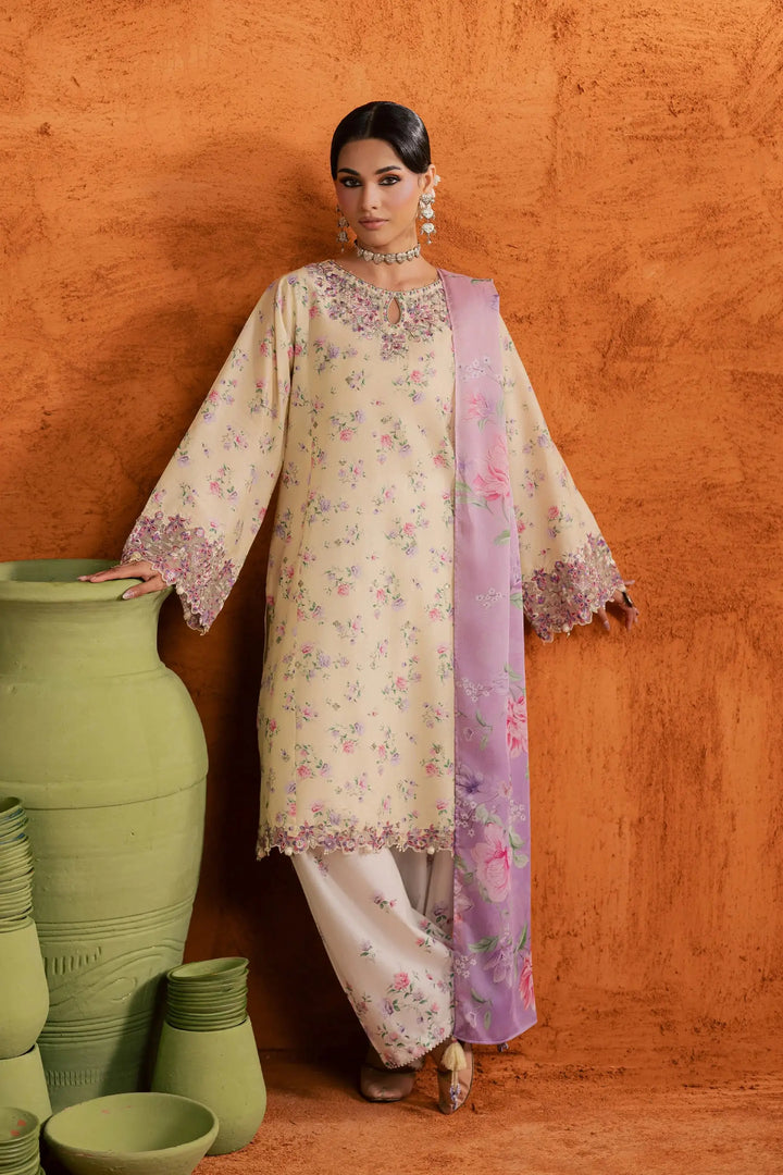 BATIK Printed Lawn Dress 3 PIECE | YELLOW LAMIA-12