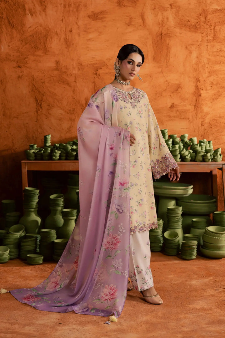 BATIK Printed Lawn Dress 3 PIECE | YELLOW LAMIA-12