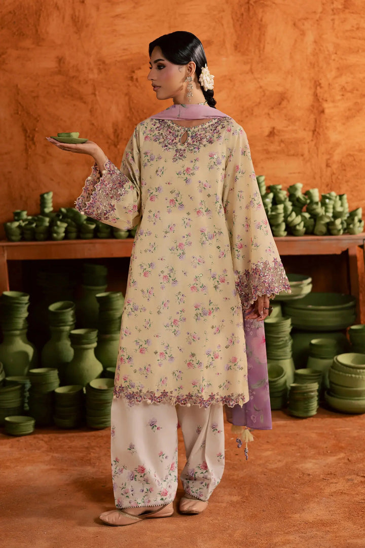 BATIK Printed Lawn Dress 3 PIECE | YELLOW LAMIA-12