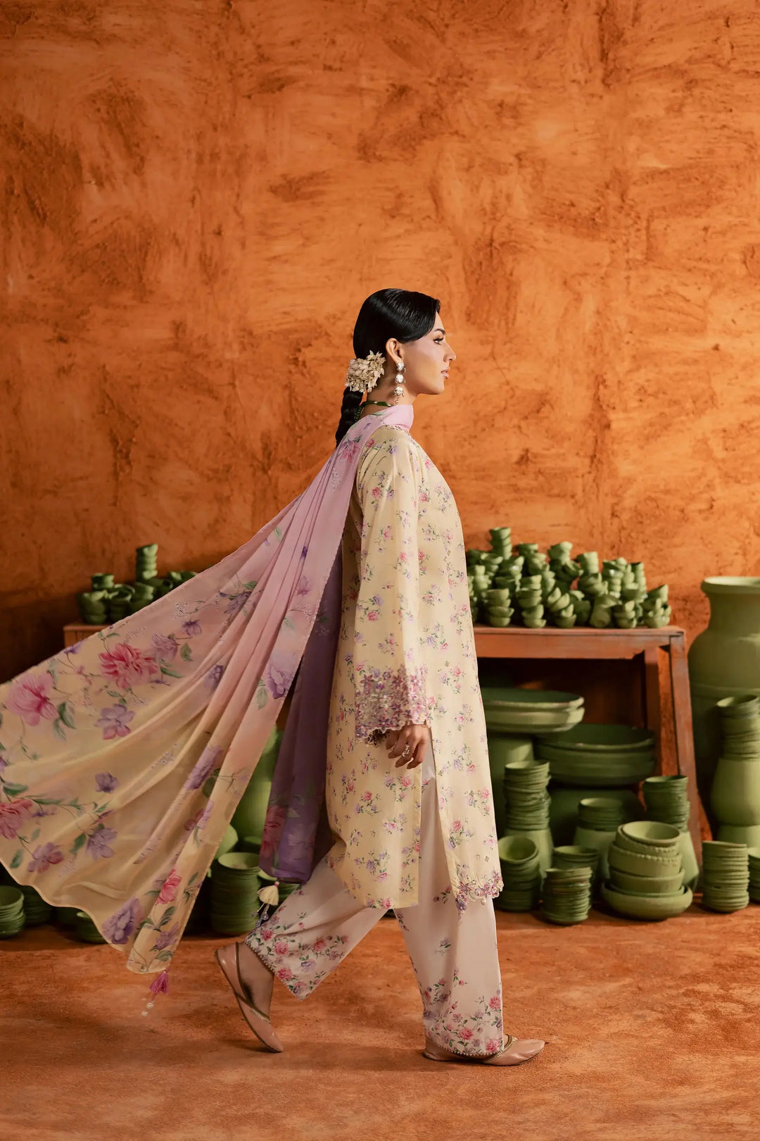 BATIK Printed Lawn Dress 3 PIECE | YELLOW LAMIA-12
