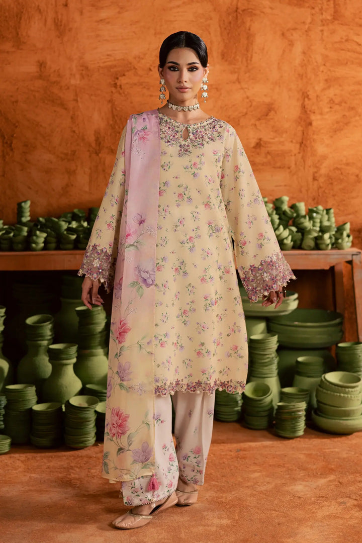 BATIK Printed Lawn Dress 3 PIECE | YELLOW LAMIA-12