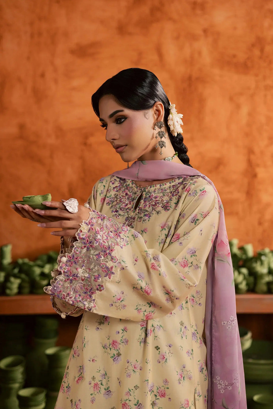 BATIK Printed Lawn Dress 3 PIECE | YELLOW LAMIA-12