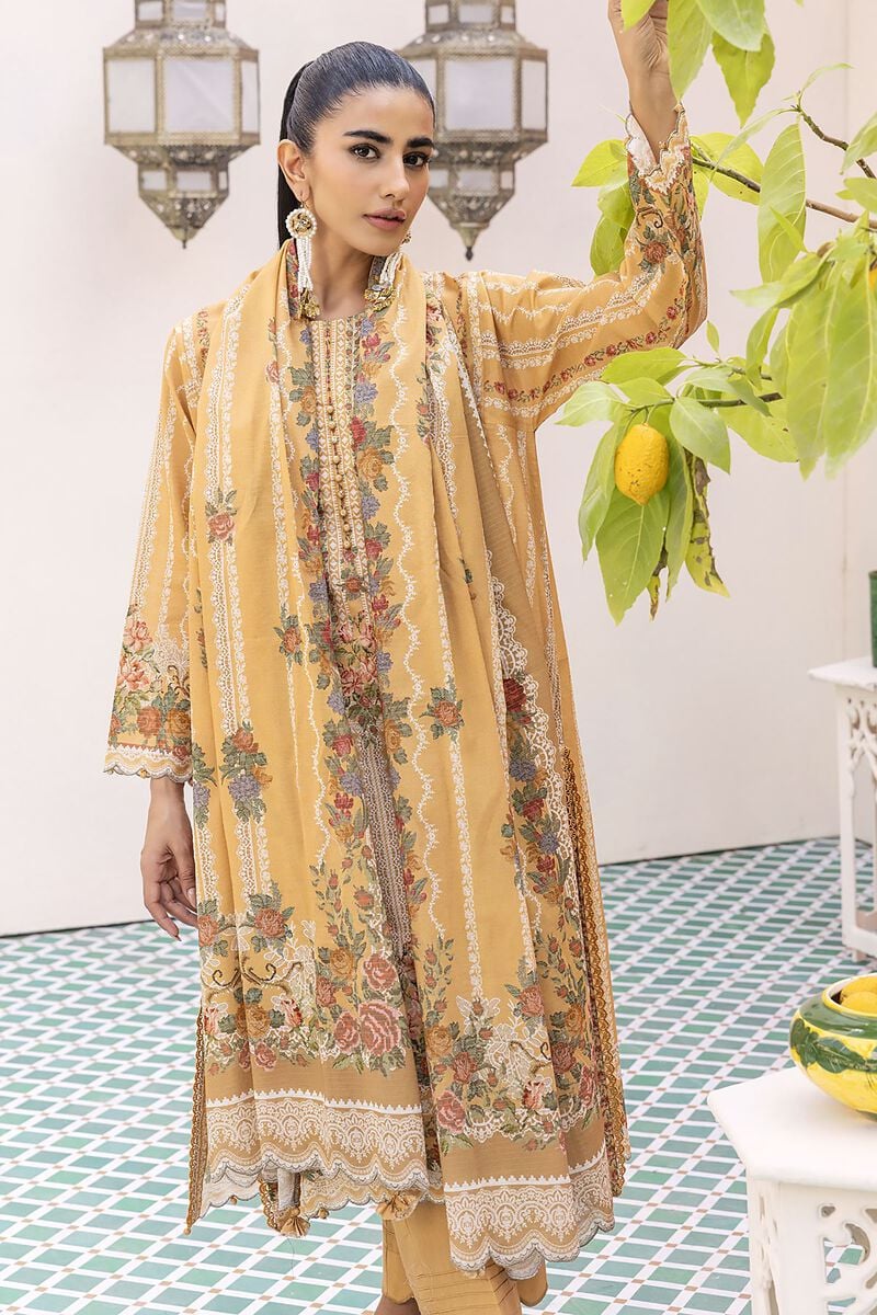 KHAADI TAILORED 3 PIECE WOMEN SUIT DUPATTA | AME240206ST