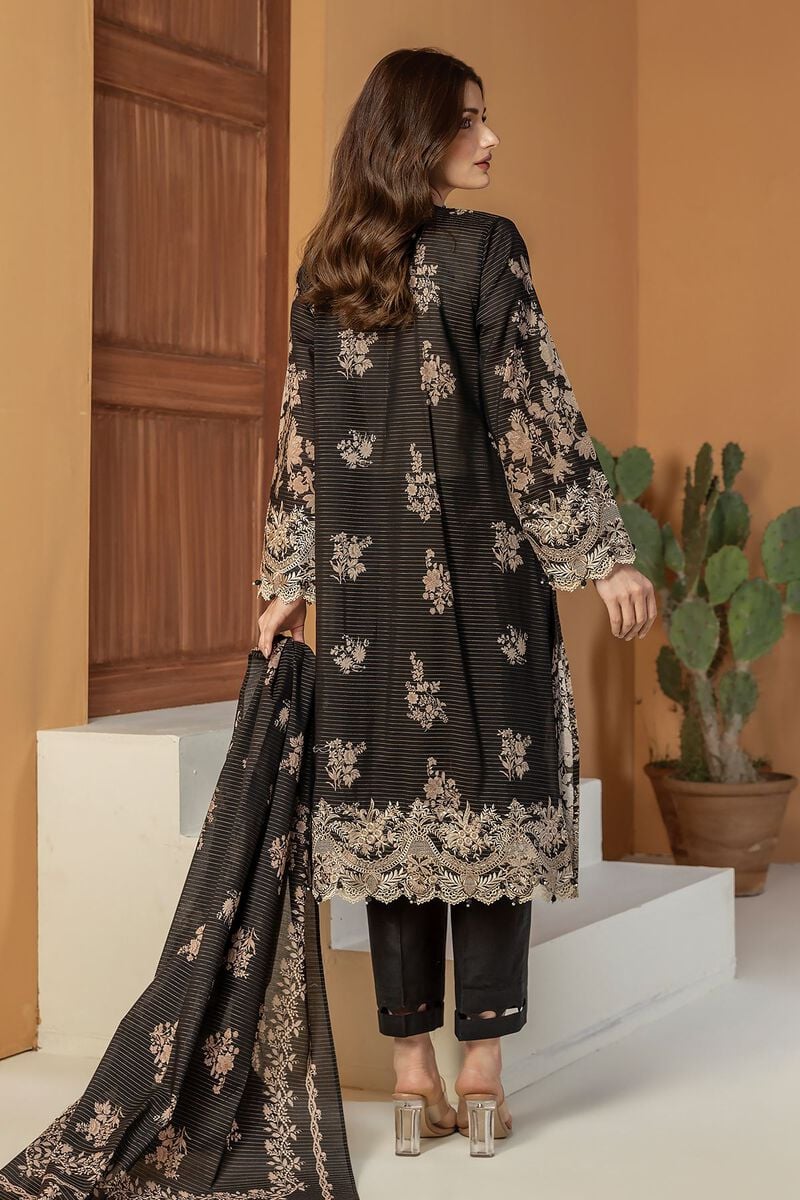 KHAADI 3 PC embroidered Messuri outfit, back view