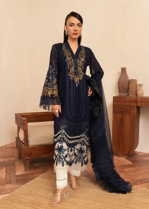 simple navy blue dress pakistani Clara