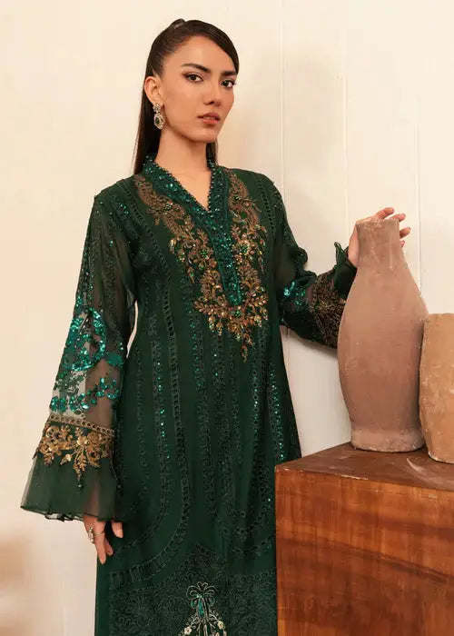 green emerald velvet dress Pakistani Bridal Lehnga in Emerald Green for Wedding – Nameera by Farooq main image 0