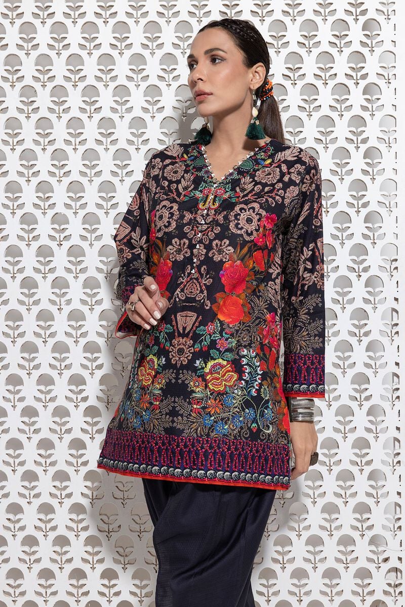 KHAADI KURTA 1 PIECE BLACK PAKISTANI