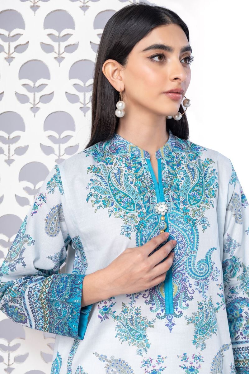 a KHAADI 1 piece SHIRT woman wearing a blue and white top