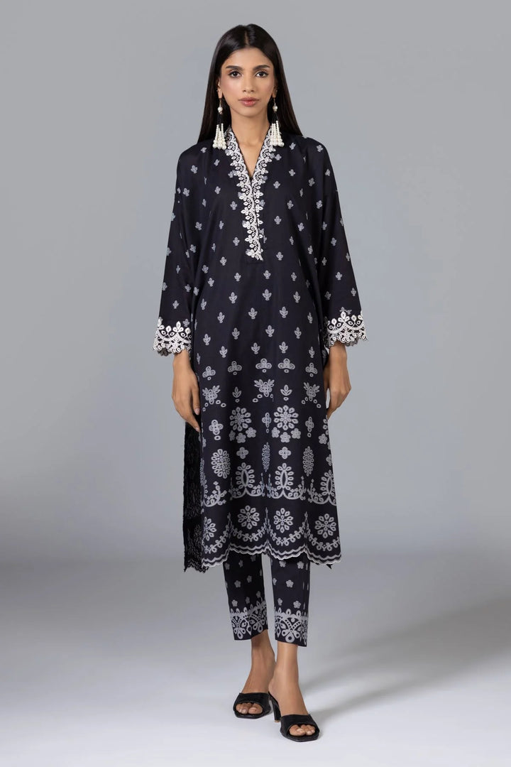 KHAADI BLACK 2 PIECE EMBROIDERED SUIT | EST24151-10