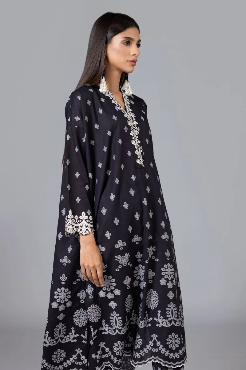 KHAADI BLACK 2 PIECE EMBROIDERED SUIT | EST24151-10