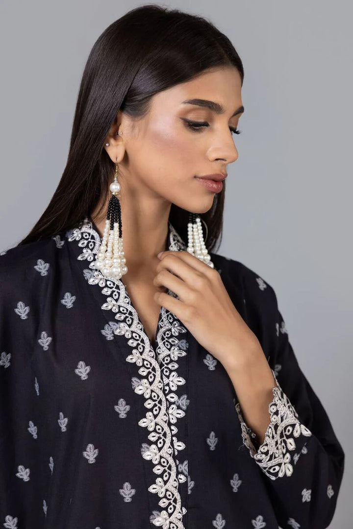 KHAADI BLACK 2 PIECE EMBROIDERED SUIT | EST24151-10