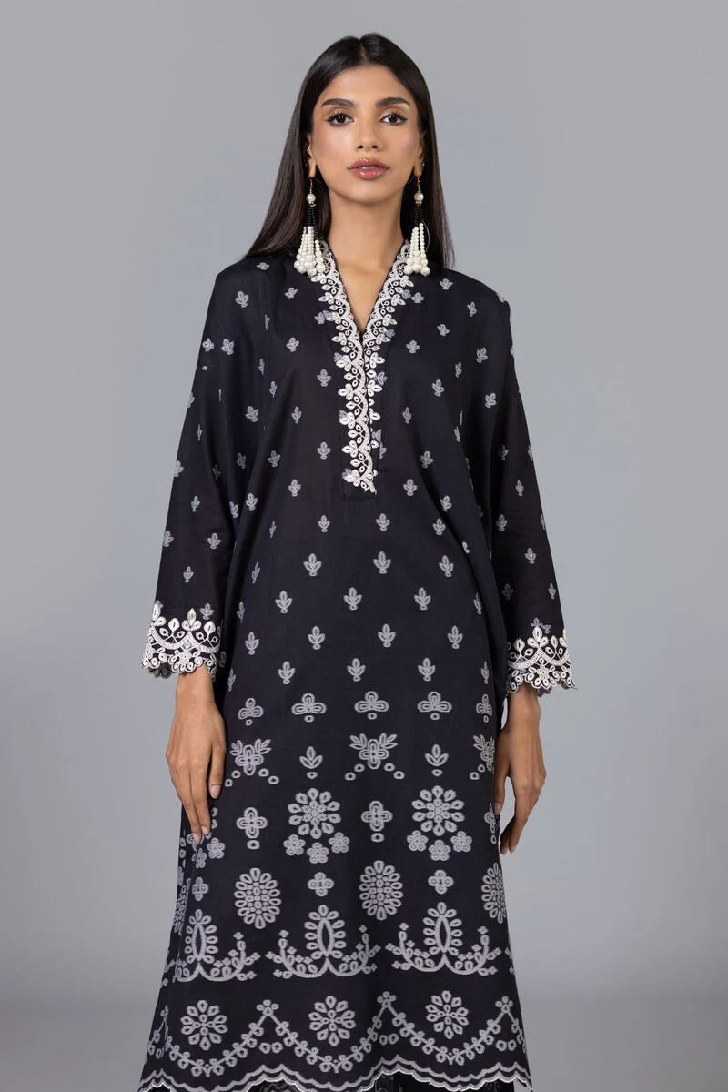 KHAADI BLACK 2 PIECE EMBROIDERED SUIT | EST24151-10