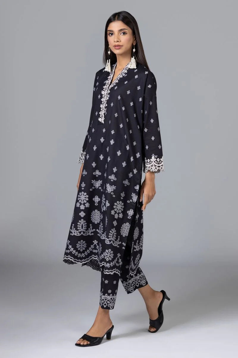 KHAADI BLACK 2 PIECE EMBROIDERED SUIT | EST24151-10