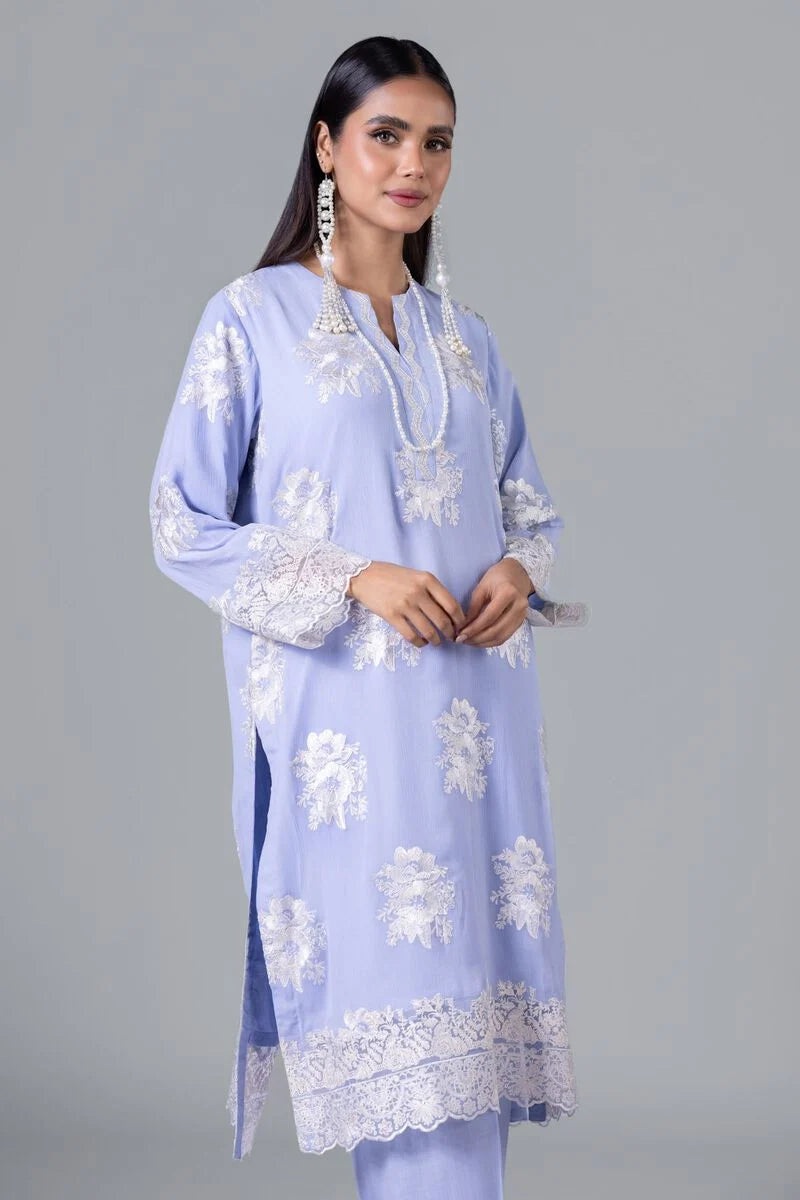 KHAADI KHAADI 2 PIECE EMBROIDERED SHIRT AND PANT | EST24219-17 SHIRT AND BOTTON RANGREZA USA 7327625425 United States 14 L-BLUE Chiffon 14 / L-BLUE / Chiffon 16 / L-BLUE / Chiffon