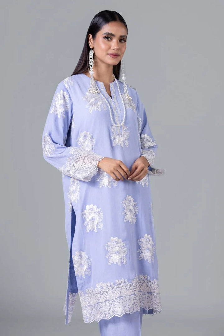 KHAADI KHAADI 2 PIECE EMBROIDERED SHIRT AND PANT | EST24219-17 SHIRT AND BOTTON RANGREZA USA 7327625425 United States 14 L-BLUE Chiffon 14 / L-BLUE / Chiffon 16 / L-BLUE / Chiffon