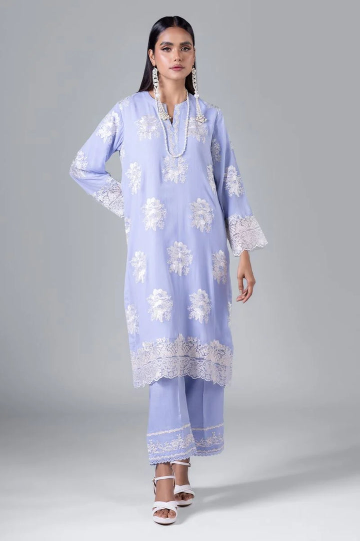 KHAADI KHAADI 2 PIECE EMBROIDERED SHIRT AND PANT | EST24219-17 SHIRT AND BOTTON RANGREZA USA 7327625425 United States 14 L-BLUE Chiffon 14 / L-BLUE / Chiffon 16 / L-BLUE / Chiffon