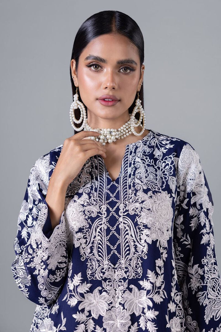 KHAADI KHAADI 2 PIECE Embroidered | EST24220-18 SHIRT AND BOTTON RANGREZA USA 7327625425 United States 16 Blue Chiffon 16 / Blue / Chiffon