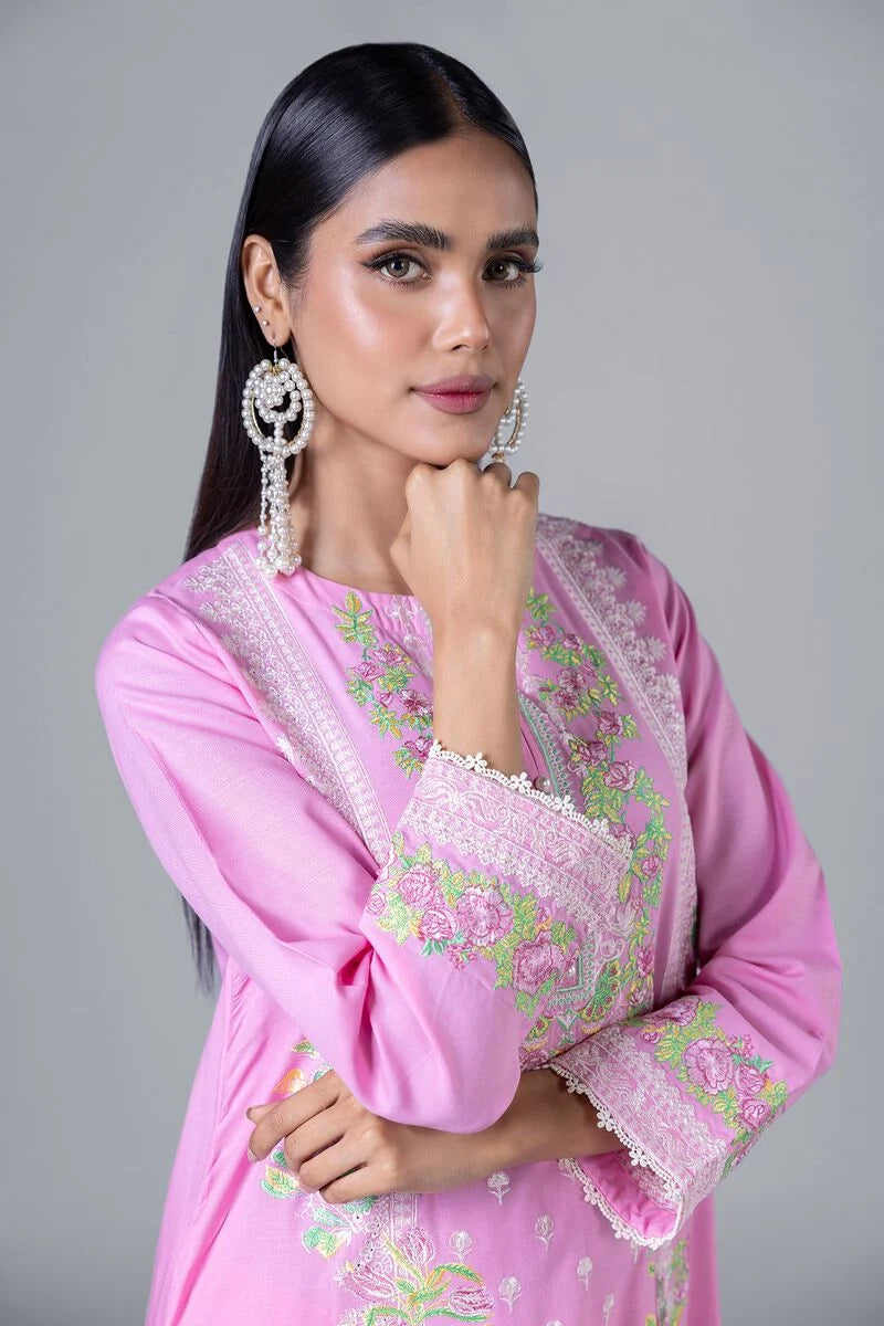 KHAADI PAKISTANI EMBROIDERED 3 PIECE PINK DRESS | EST24224-13