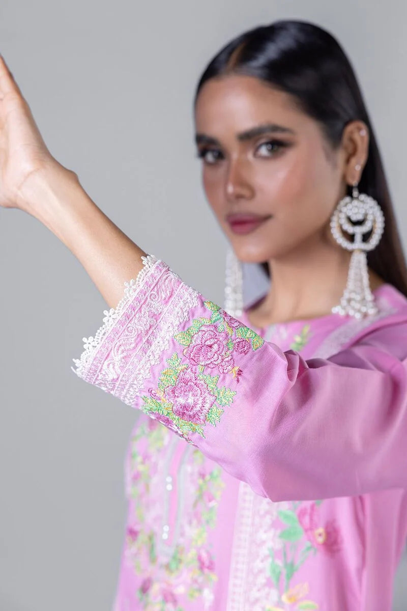 KHAADI PAKISTANI EMBROIDERED 3 PIECE PINK DRESS | EST24224-13