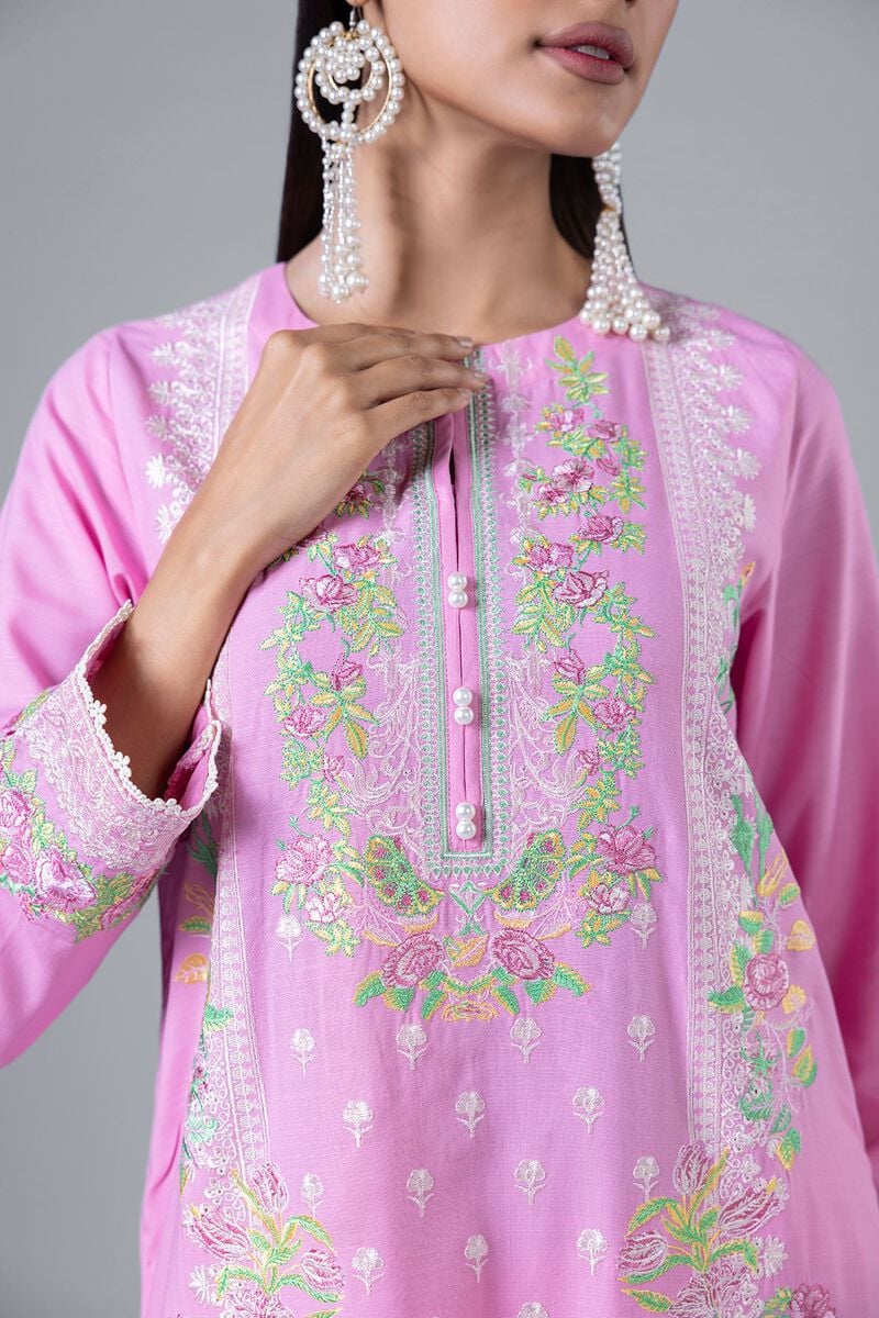 KHAADI PAKISTANI EMBROIDERED 3 PIECE PINK DRESS | EST24224-13