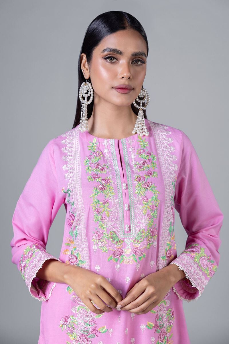 KHAADI PAKISTANI EMBROIDERED 3 PIECE PINK DRESS | EST24224-13