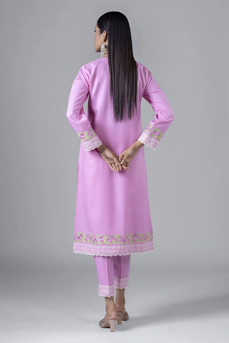 KHAADI PAKISTANI EMBROIDERED 3 PIECE PINK DRESS | EST24224-13