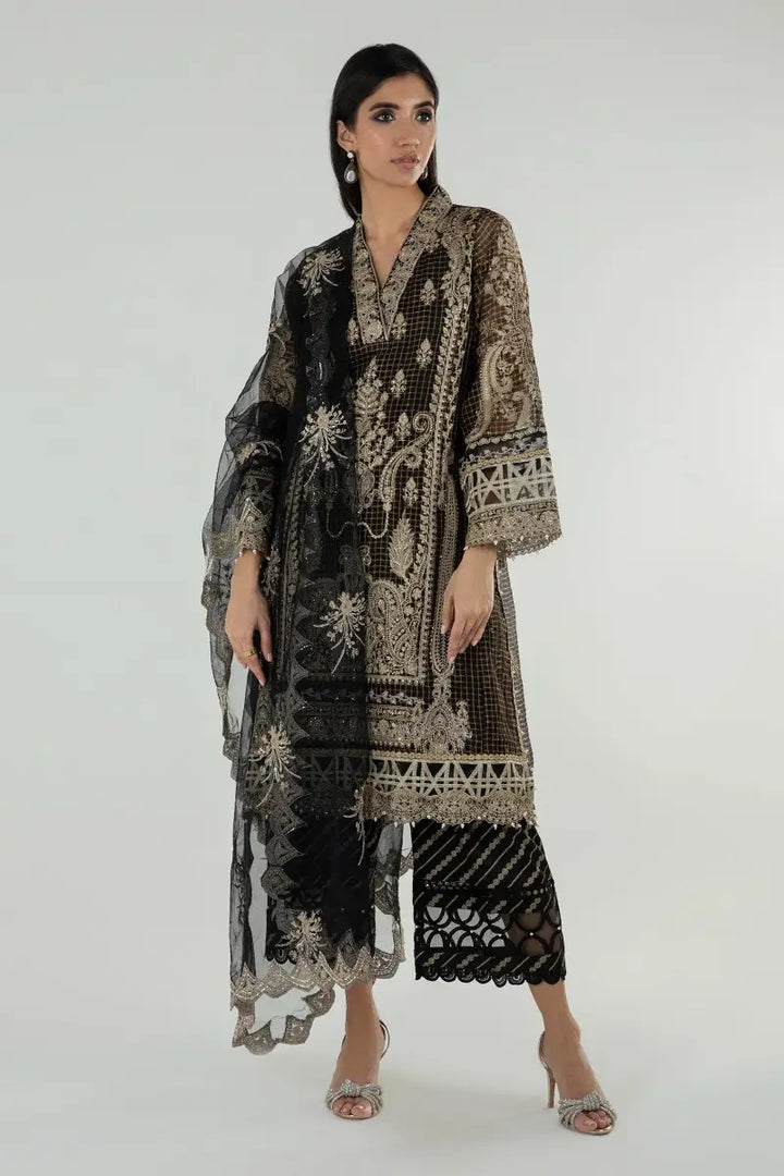 SANA SAFINAZ SANA SAFINA Rrfw22Sge302 RANGREZA USA 7327625425 United States S / BLACK / ZARI NET M / BLACK / ZARI NET L / BLACK / ZARI NET XL / BLACK / ZARI NET S BLACK