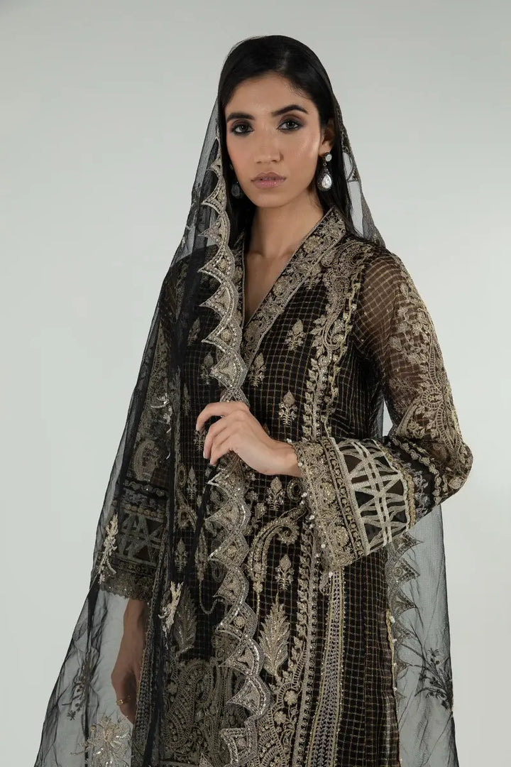 SANA SAFINAZ SANA SAFINA Rrfw22Sge302 RANGREZA USA 7327625425 United States S / BLACK / ZARI NET M / BLACK / ZARI NET L / BLACK / ZARI NET XL / BLACK / ZARI NET S BLACK