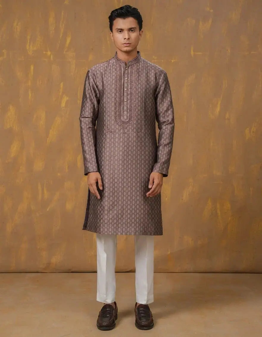 J. MEN LILAC-GOLD BLENDED SPECIAL KURTA | JTKSP-48142-12