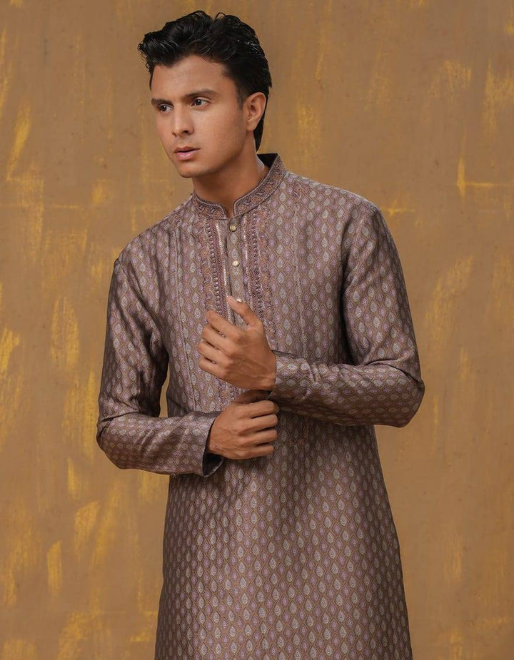 J. MEN LILAC-GOLD BLENDED SPECIAL KURTA | JTKSP-48142-12