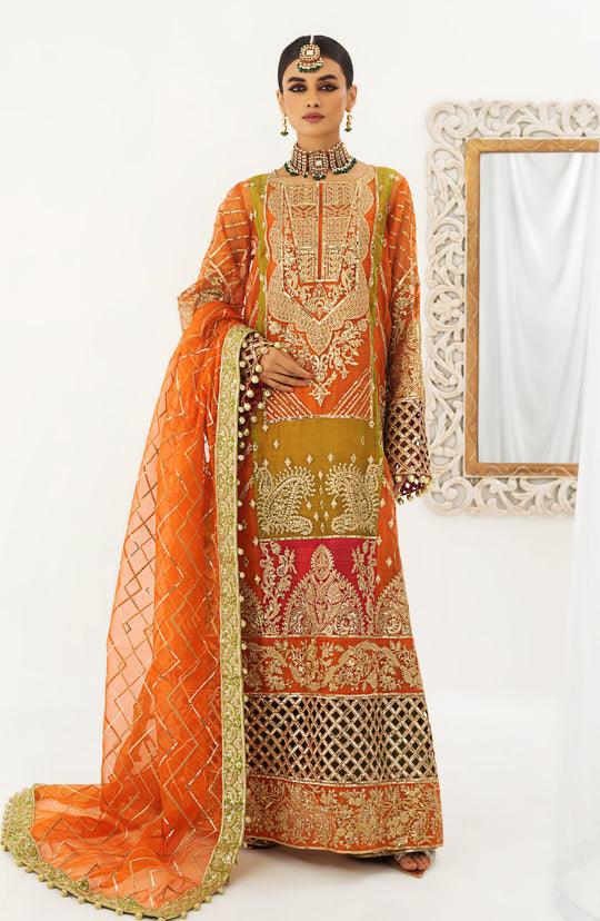 Maryum N Maria Pakistani Orange long Suit| QFD-0054-Rangreza Outlet