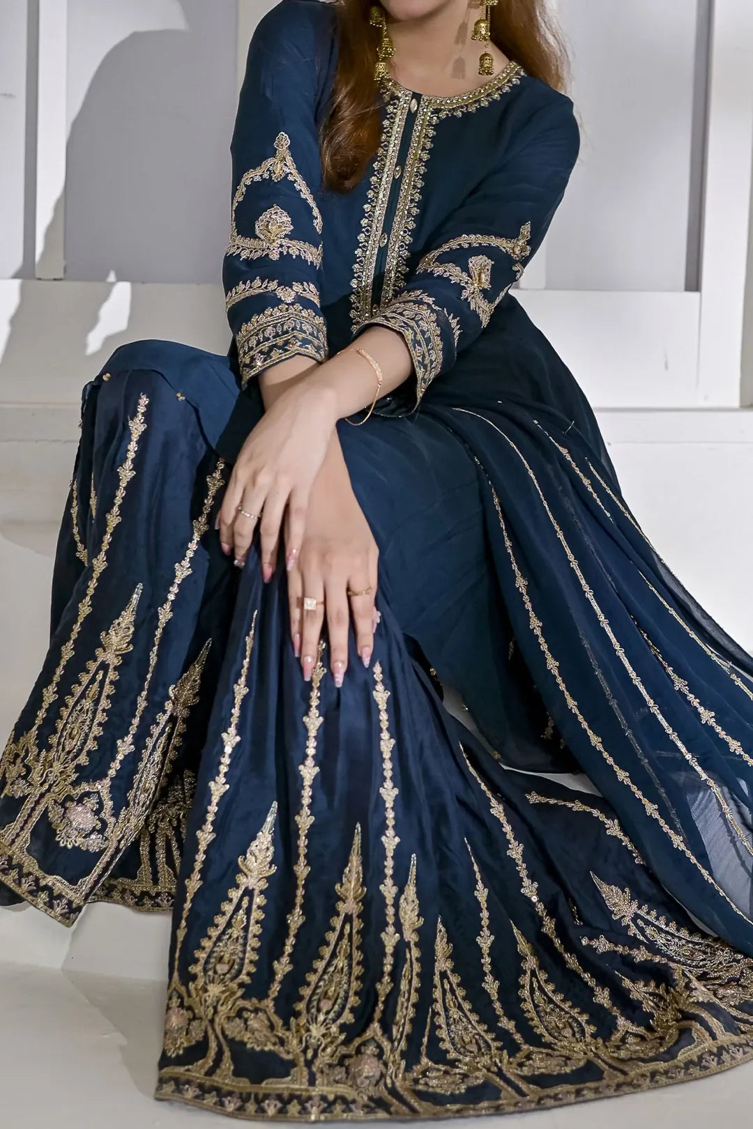 Rafia Chiffon Occasions - Pakistani Women's | Zinc-Blue Formal Rangreza Rafia Chiffon Occasions - Pakistani Women's | Zinc-Blue Formal Rangreza
