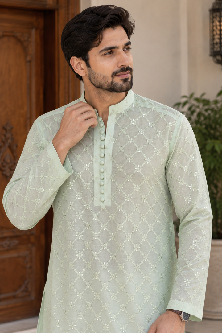 RANGREZA PISTA GREEN WITH WHITE TROUSER MEN | RR-00710