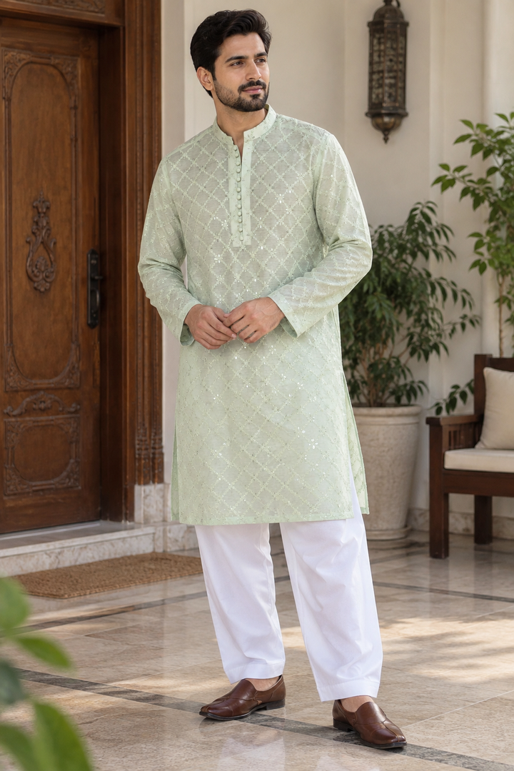 RANGREZA PISTA GREEN WITH WHITE TROUSER MEN | RR-00710