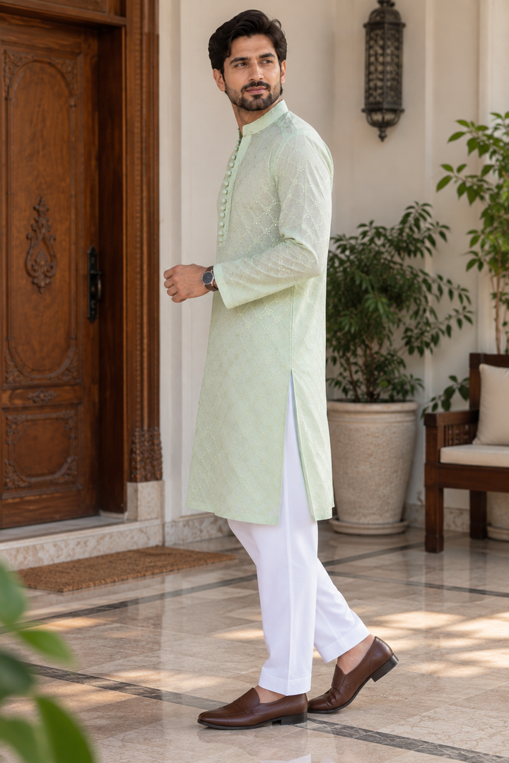 RANGREZA PISTA GREEN WITH WHITE TROUSER MEN | RR-00710