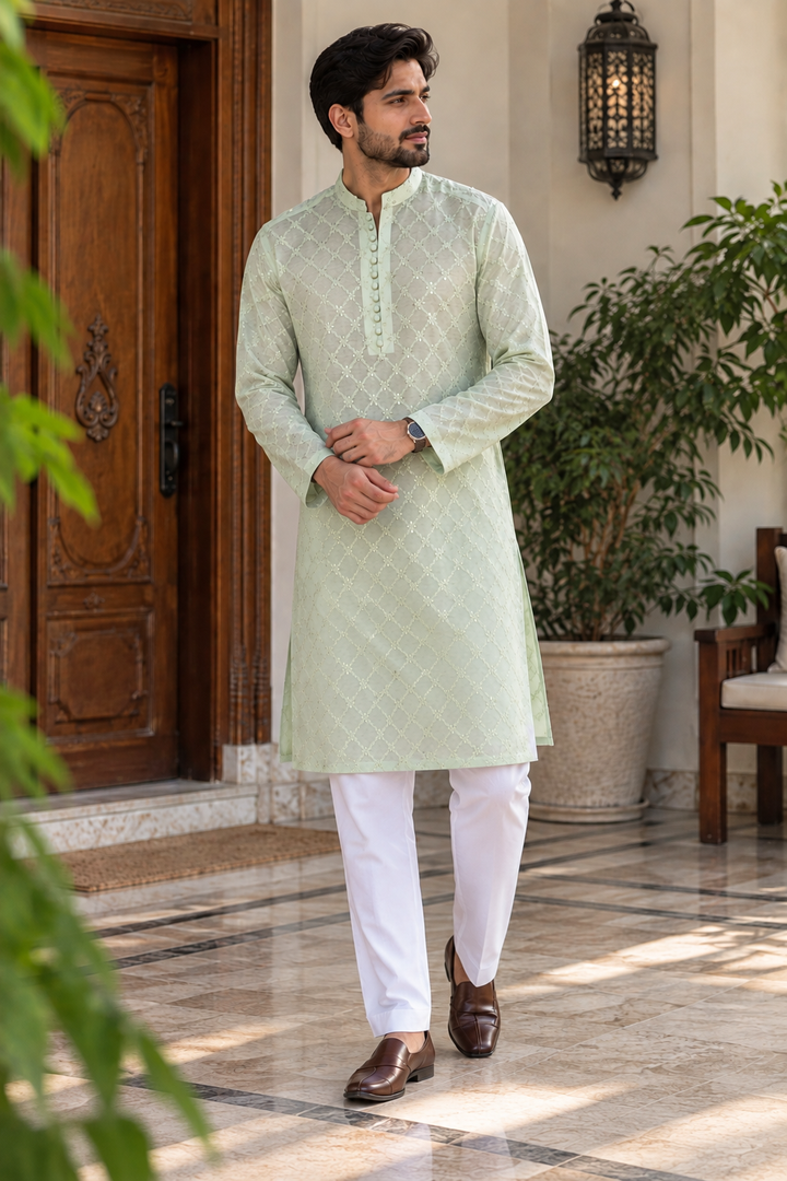 RANGREZA PISTA GREEN WITH WHITE TROUSER MEN | RR-00710