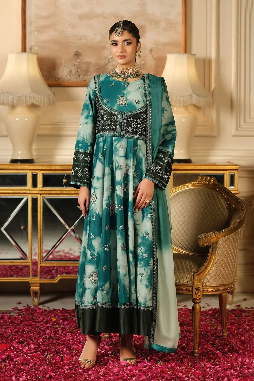 Rangreza HR-488 green cotton lawn embroidered 3 piece suit