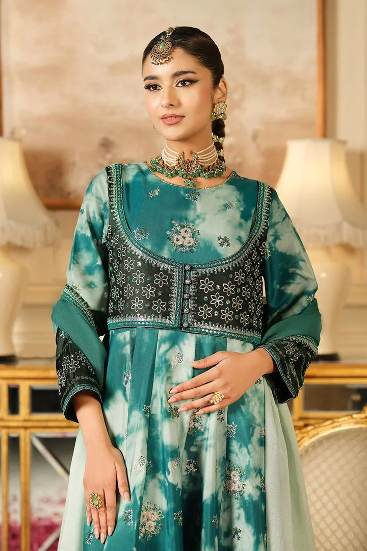 Rangreza HR-488 green cotton lawn embroidered 3 piece suit