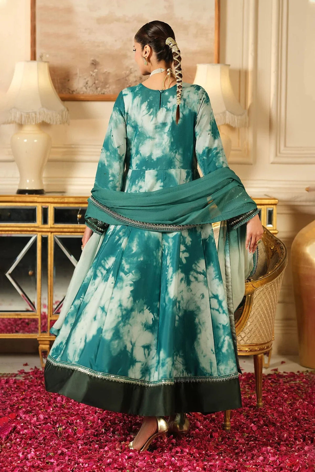 Rangreza HR-488 green cotton lawn embroidered 3 piece suit