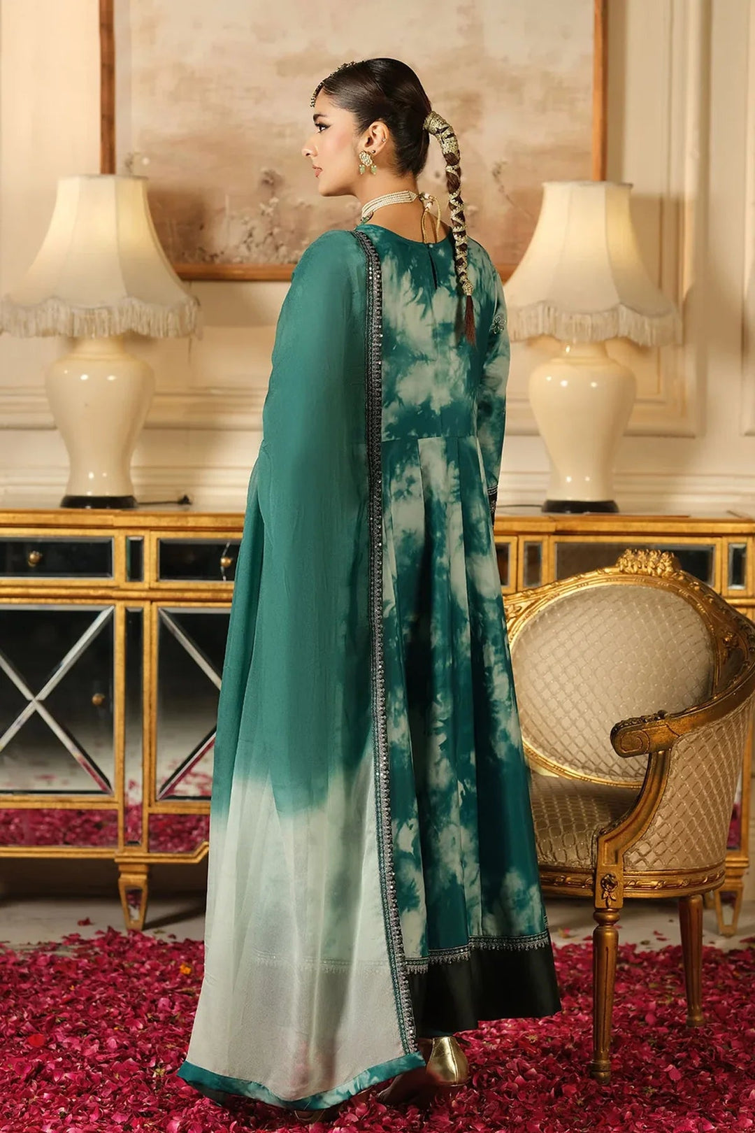 Rangreza HR-488 green cotton lawn embroidered 3 piece suit