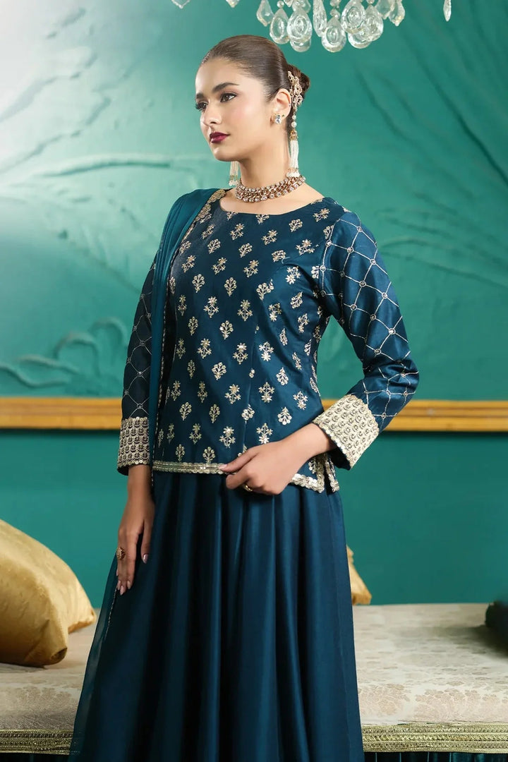 Rangreza HR-496 green chiffon embroidered 3 piece suit